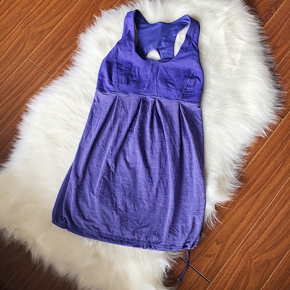LULULEMON Tank Top Babydoll Style Criss Cross Back Purple Cinch Waist Sz 4